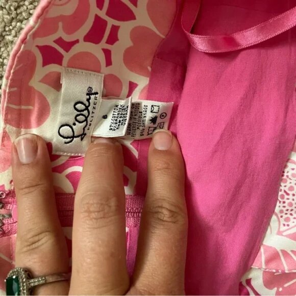 Lilly Pulitzer Vintage Pink "Belle of Lillyville" Halter Scallop Dress - Picture 6 of 10